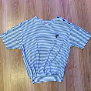 Navy and white striped shirt